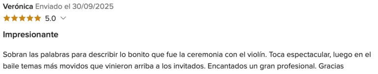 valoraciones cinco estrellas de clientes de boda
